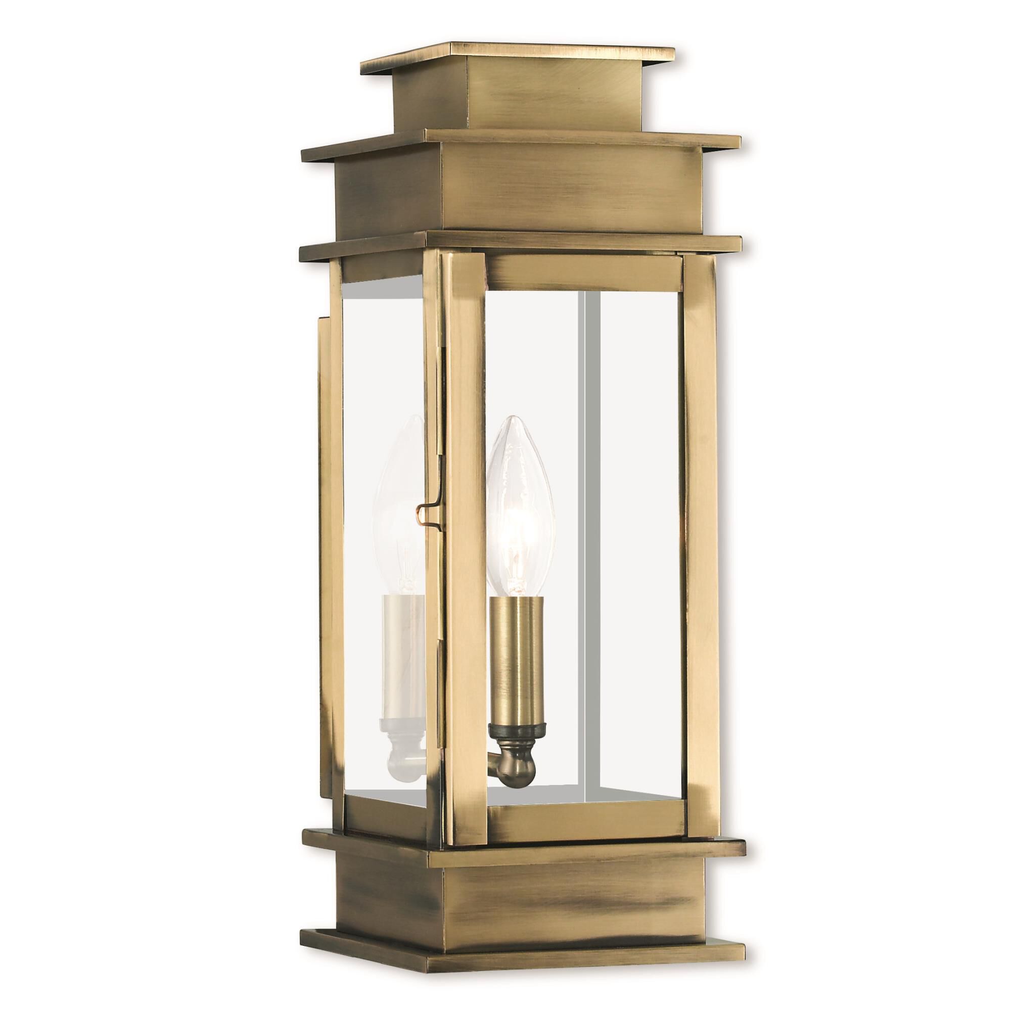 Shown in Antique Brass finish and Clear glass